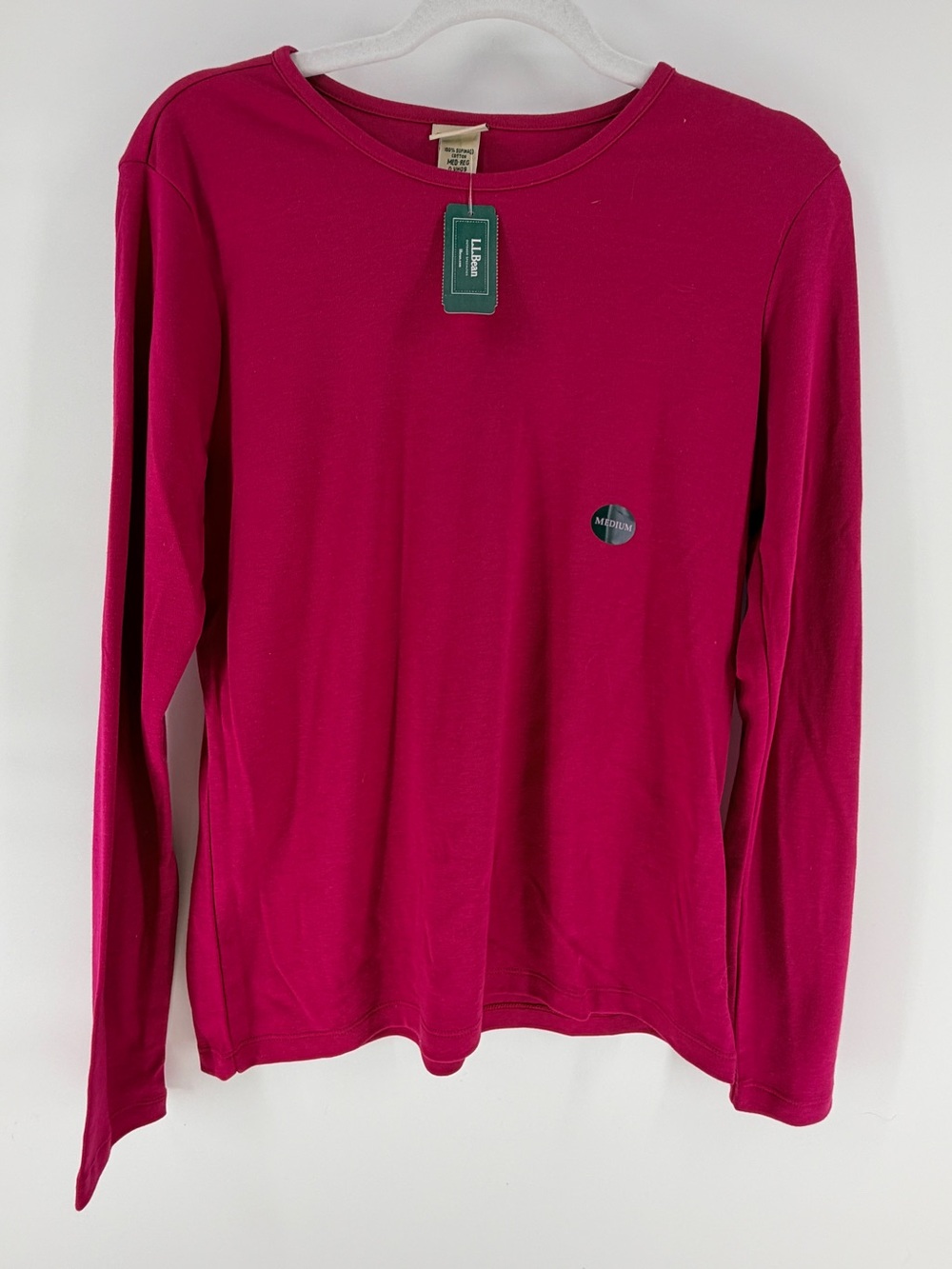 L.L.Bean Pima Supima Cotton Long Sleeve Tee Dark Raspberry M NWT